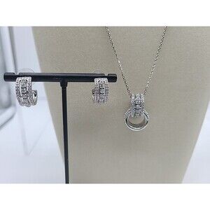 SWAROVSKI Hyperbola 20' Necklace & Hoop Earrings Set - White Rhodium Plated